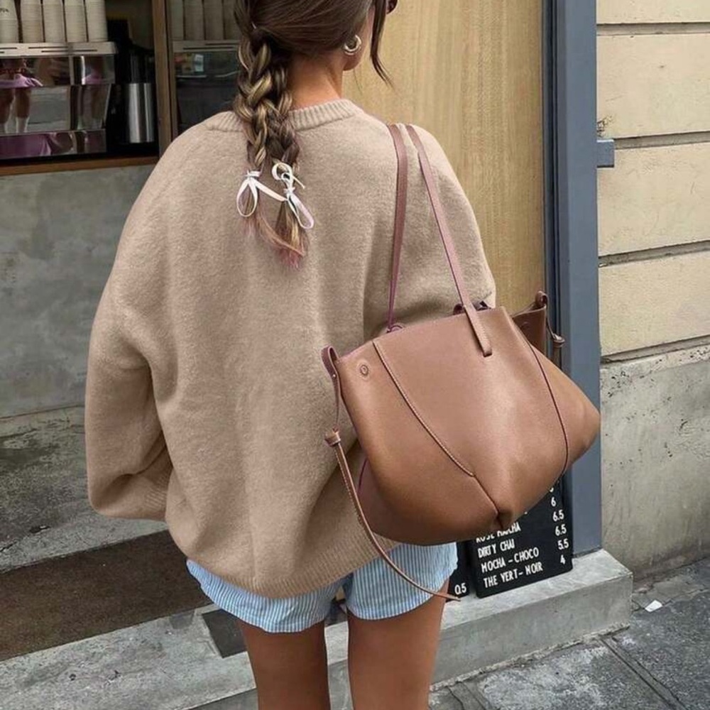 OUT OF STOCK Oversized cozy knit sweater preppy light yellow - Picture 11 of 12